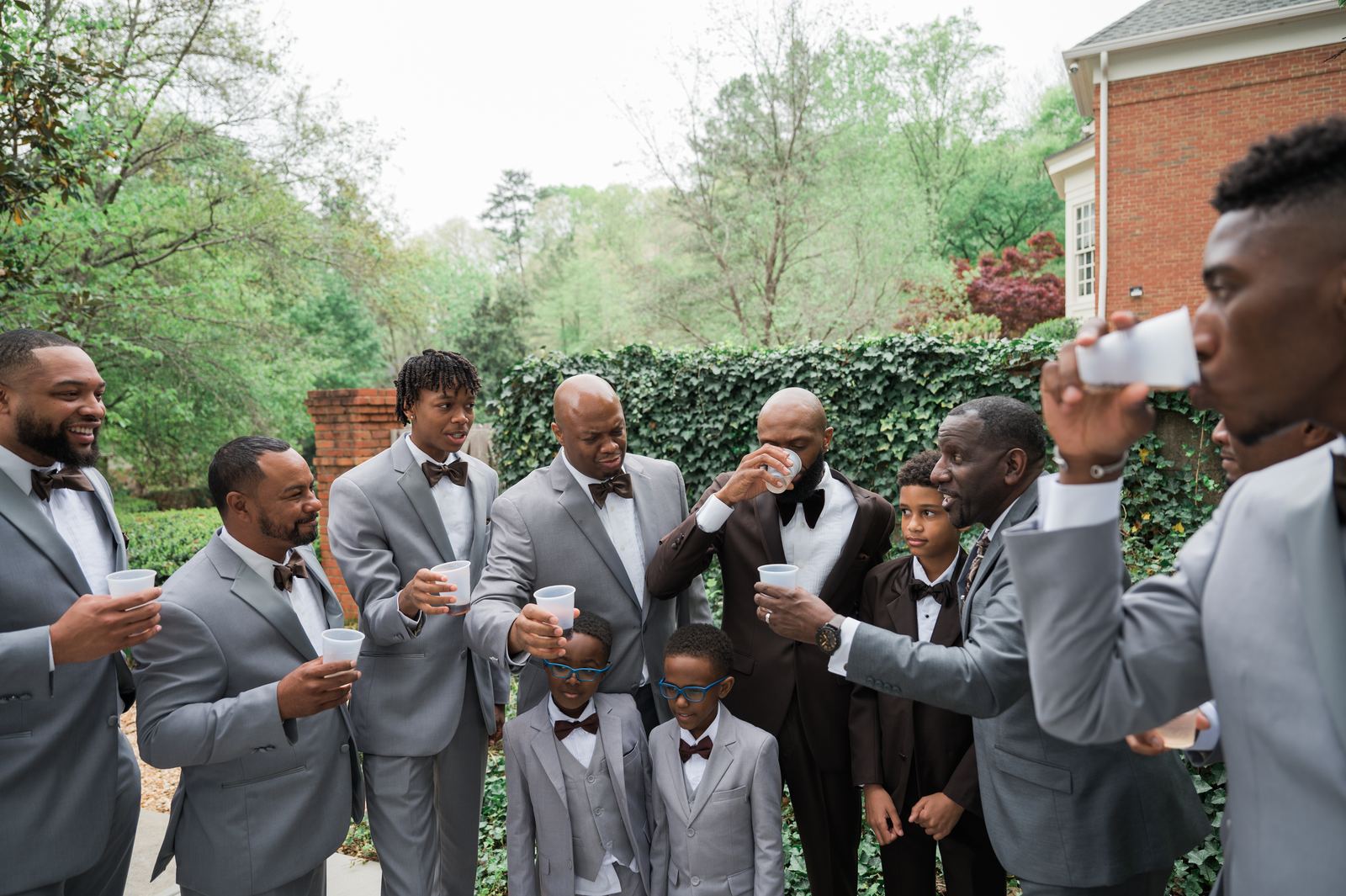 Ritchie toasting with his groomsmen