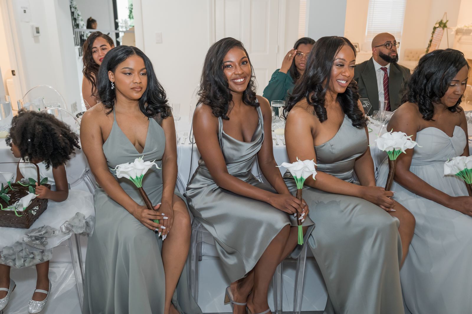 Bridesmaids seated before the ceremony