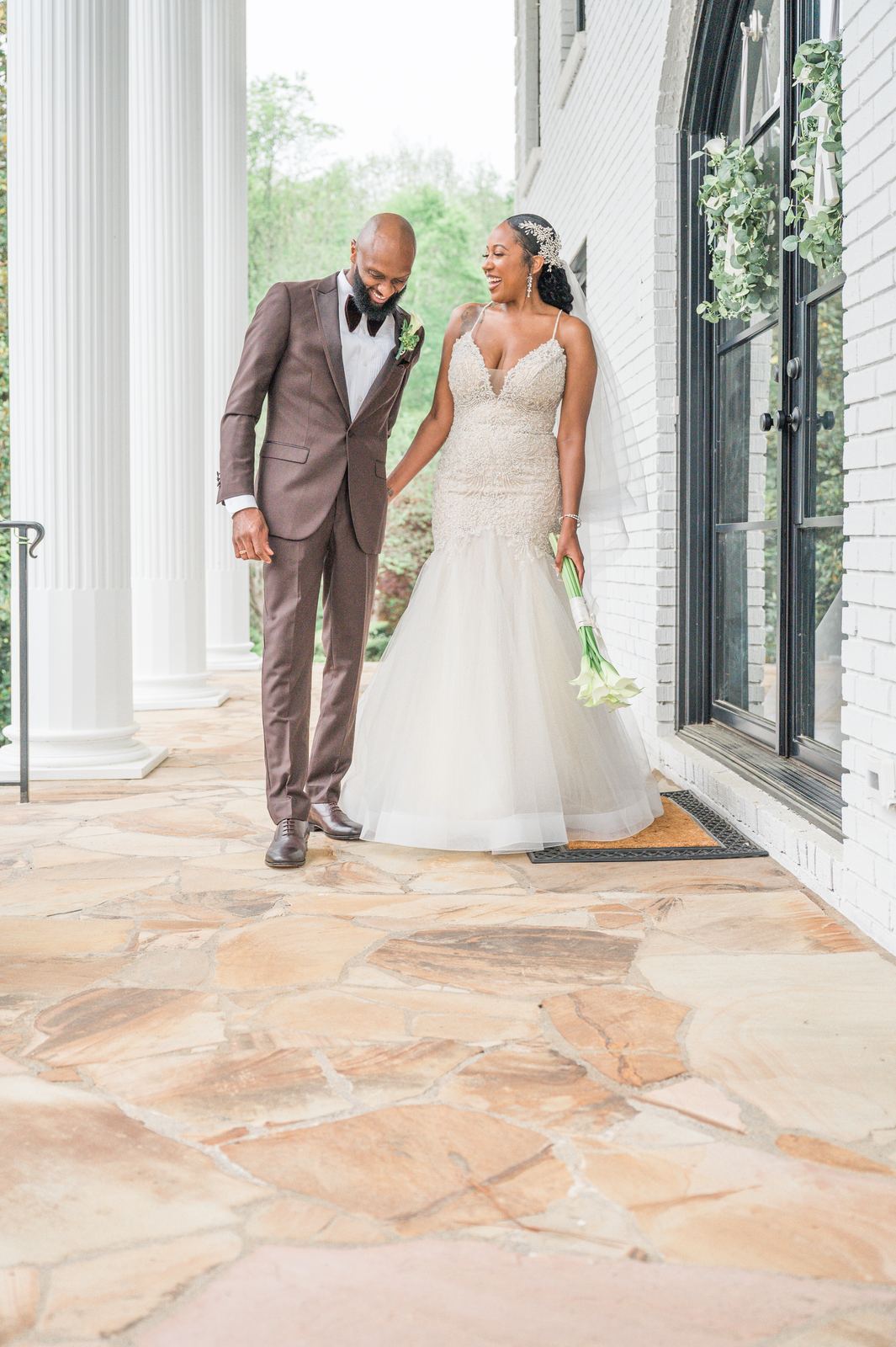 Anjanette and Ritchie at the columns