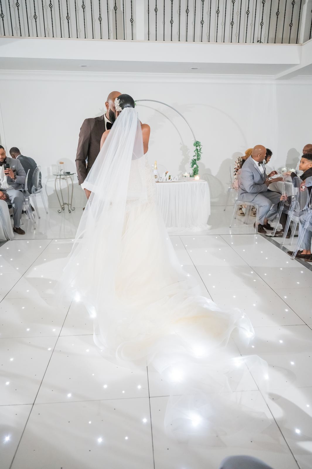 Anjanette's veil during the first dance