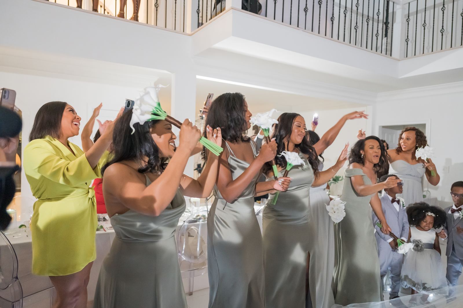 Bridesmaids cheering