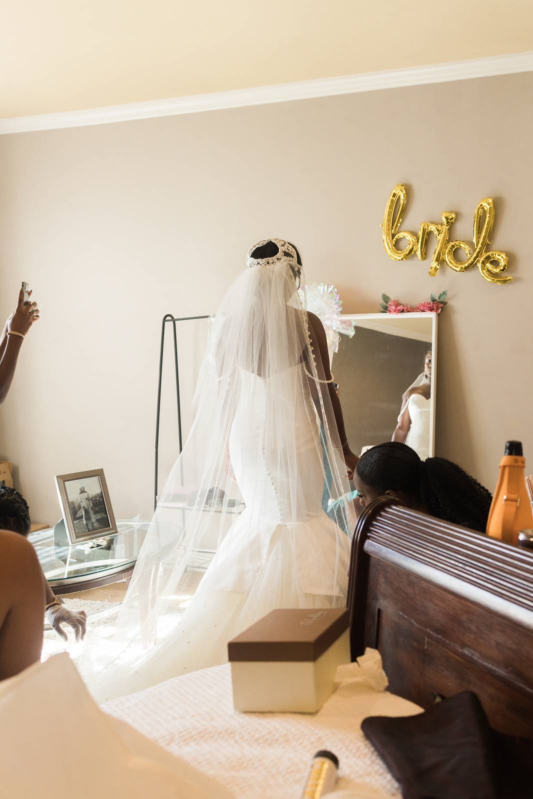 Christina's veil in the bridal suite