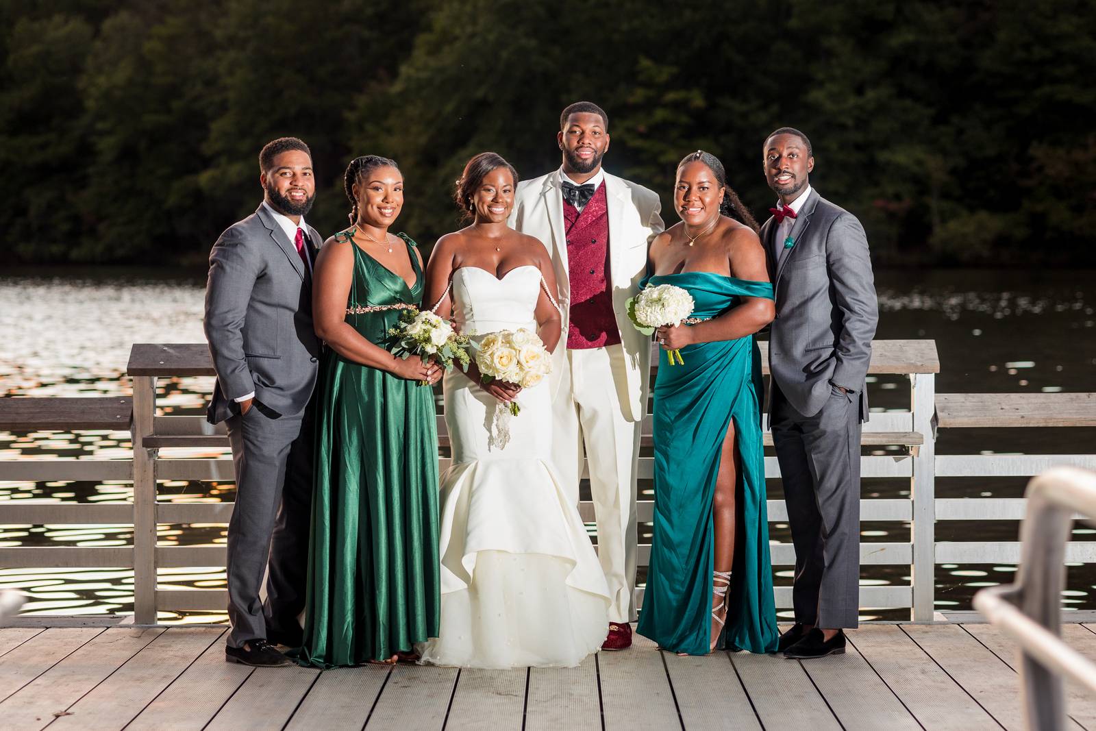 Wedding party on the dock