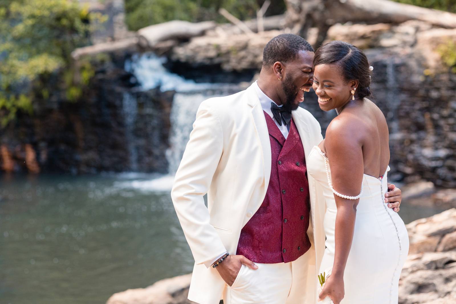 Christina and Darius at the waterfall