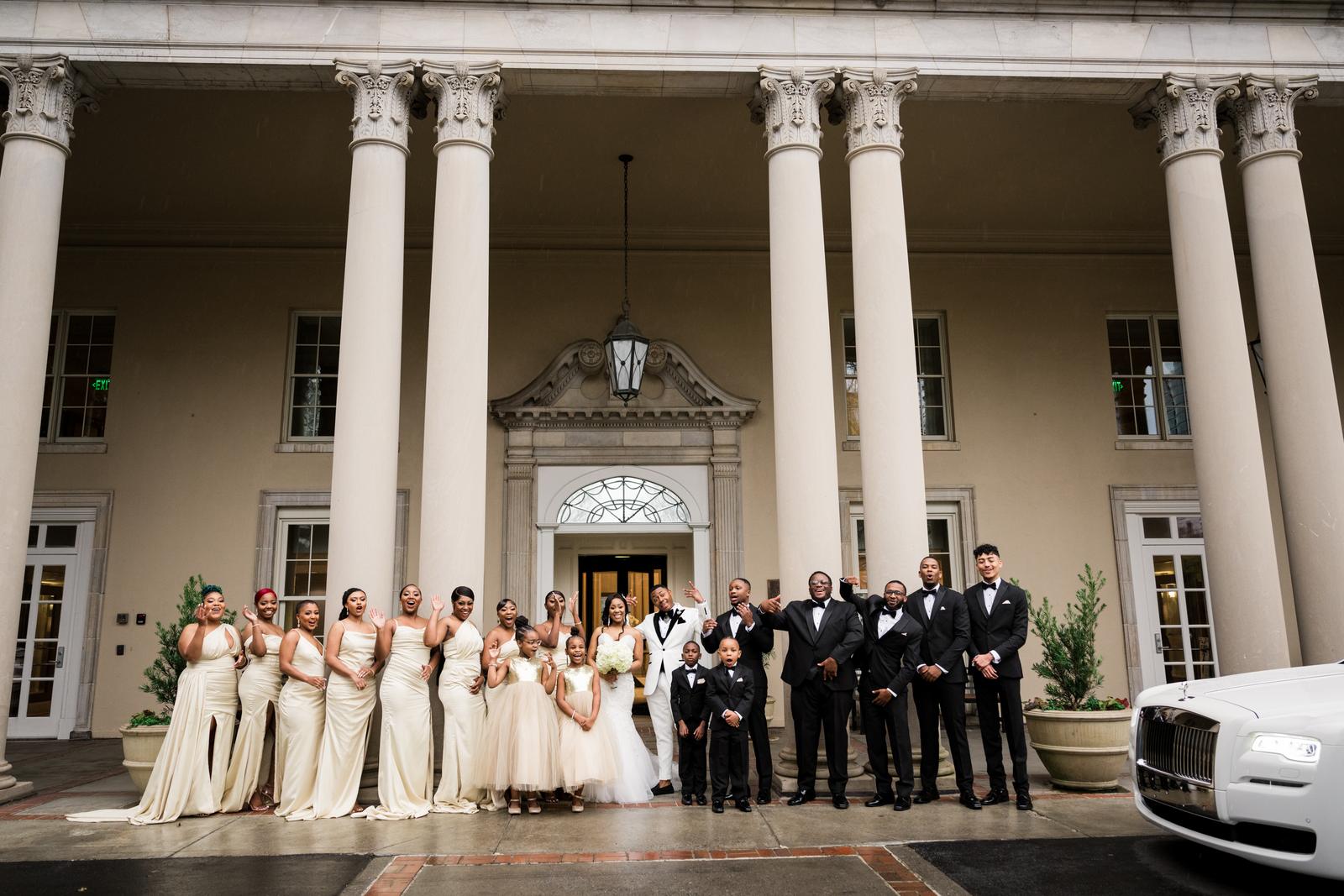 Wedding party with the Rolls-Royce