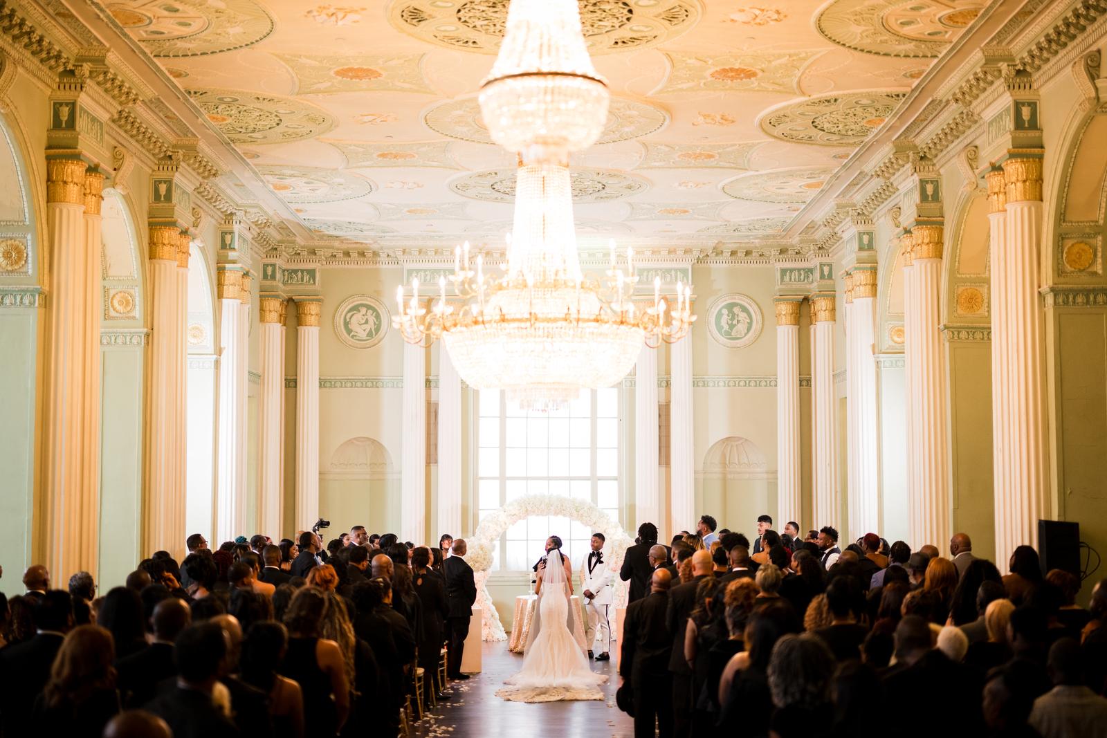 Ceremony under the chandelier