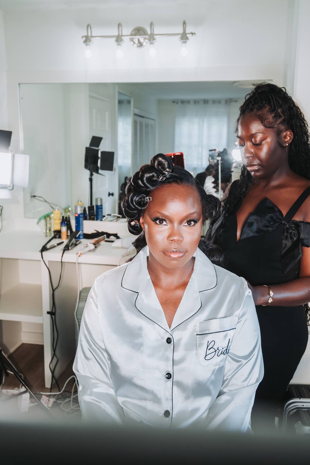 Latisha in the makeup chair