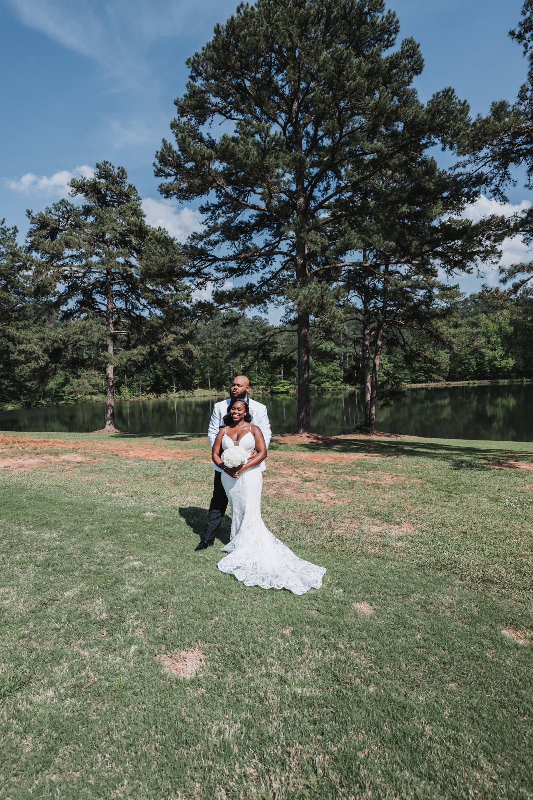 Latisha and Nate under the pines