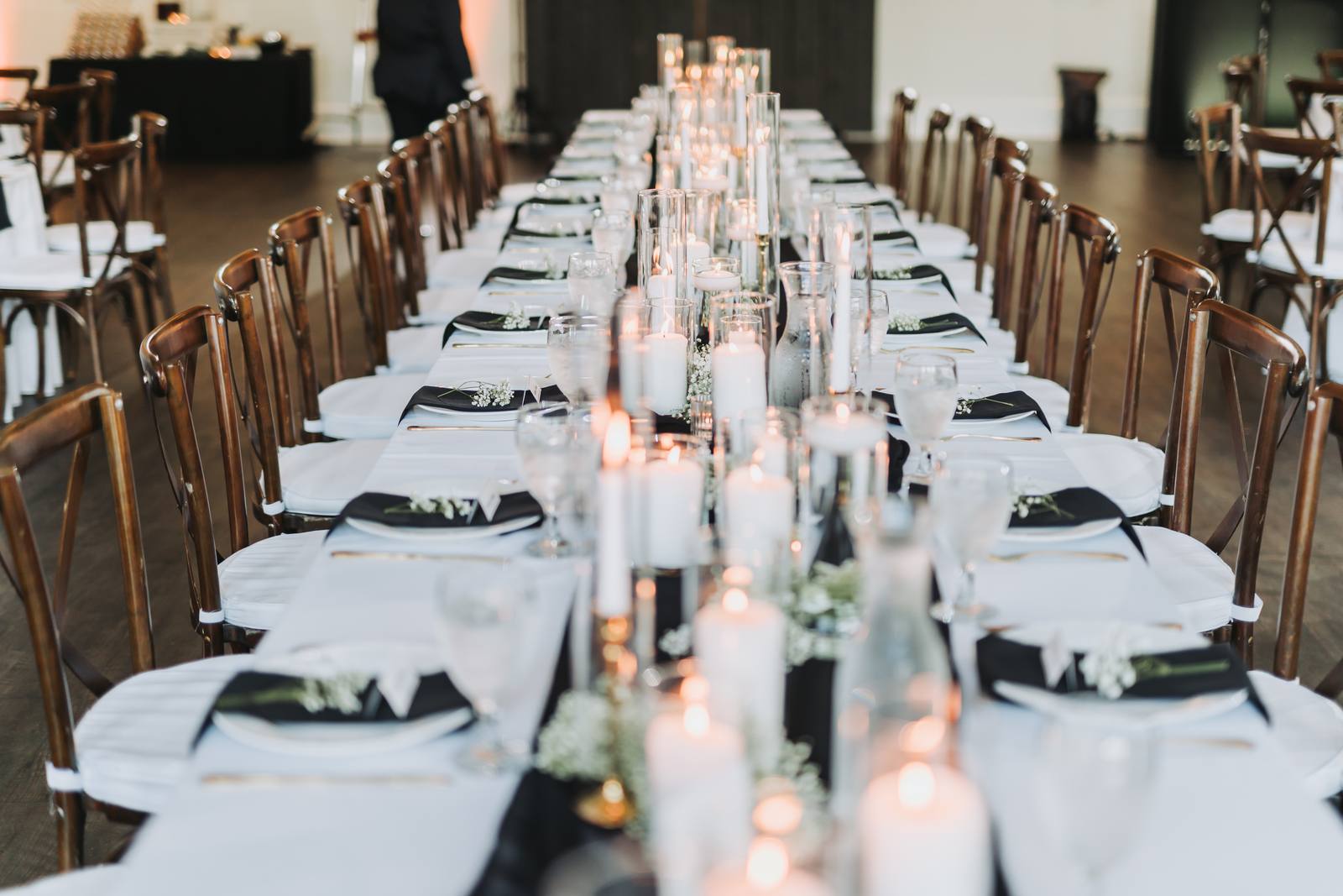 Long reception table with candles