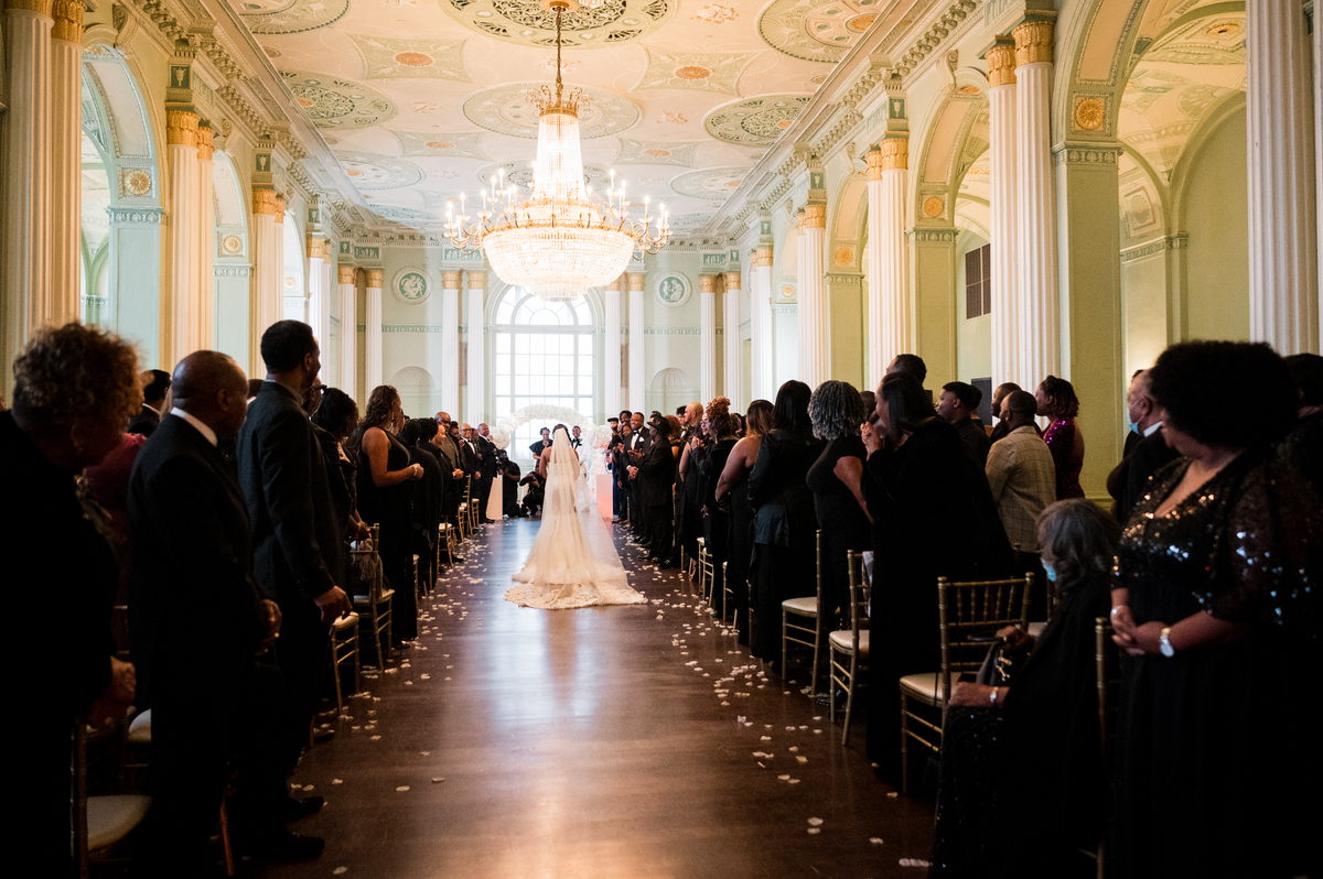 Ballroom aisle with the couple at the altar
